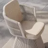 Modern Aluminum Frame Outdoor Dining Table Set Stone Top Rope Weave Chairs-Waterproof Eco-Friendly Comfortable Garden School