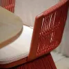 Modern Aluminum Frame Outdoor Dining Table Set Stone Top Rope Weave Chairs-Waterproof Eco-Friendly Comfortable Garden School