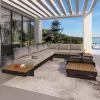 Modern Aluminum Outdoor Sofa Set for Villa Garden Courtyard Park Poolside Hotel Use-L Sectional Sofa with Waterproof Cushions