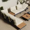 Modern Aluminum Outdoor Sofa Set for Villa Garden Courtyard Park Poolside Hotel Use-L Sectional Sofa with Waterproof Cushions