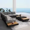 Modern Aluminum Outdoor Sofa Set for Villa Garden Courtyard Park Poolside Hotel Use-L Sectional Sofa with Waterproof Cushions
