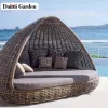 Modern Aluminum Rattan Garden Daybed Set Outdoor Furniture Waterproof Upholstery Cushions Eco-Friendly Durable Living Room Patio