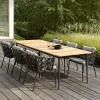 Modern Aluminum Waterproof Patio Dining Furniture Rope Weaving Dining Chair with Teak Wood Table Set Balcony Outdoor Furniture