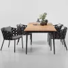 Modern Aluminum Waterproof Patio Dining Furniture Rope Weaving Dining Chair with Teak Wood Table Set Balcony Outdoor Furniture