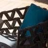 Modern Aluminum Waterproof Patio Dining Furniture Rope Weaving Dining Chair with Teak Wood Table Set Balcony Outdoor Furniture