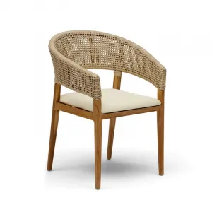 Modern Comfortable Eco-Friendly Waterproof Dining Chair for Restaurant Sets Teak Wood Rattan Synthetic Cushion Outdoor Garden