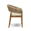 Modern Comfortable Eco-Friendly Waterproof Dining Chair for Restaurant Sets Teak Wood Rattan Synthetic Cushion Outdoor Garden