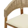 Modern Comfortable Eco-Friendly Waterproof Dining Chair for Restaurant Sets Teak Wood Rattan Synthetic Cushion Outdoor Garden