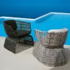 Modern Comfortable Single Designer Balcony Rattan Woven High-Back Chair for Outdoor Use-Durable Waterproof