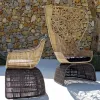 Modern Comfortable Single Designer Balcony Rattan Woven High-Back Chair for Outdoor Use-Durable Waterproof