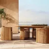 Modern Comfortable Teak Dining Table and Chair Set for Garden Outdoor School Villa Use