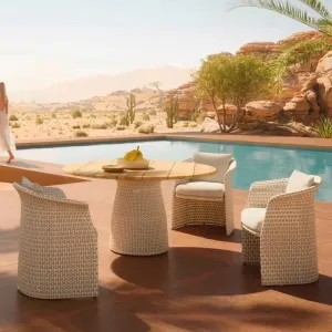 Modern Comfortable Waterproof Hotel Outdoor Garden Chair Set with Aluminum Rattan Chairs-Garden Patio Poolside Park Use