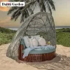 Modern Creative Durable Outdoor Furniture Nest Shaped Teak Wood Garden Daybed Sun Lounger for Terrace Resort Living Room Park