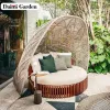 Modern Creative Durable Outdoor Furniture Nest Shaped Teak Wood Garden Daybed Sun Lounger for Terrace Resort Living Room Park