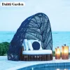 Modern Creative Durable Outdoor Furniture Nest Shaped Teak Wood Garden Daybed Sun Lounger for Terrace Resort Living Room Park