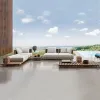 Modern Daimi D033 Outdoor Garden Sofa Set with UV-Resistant PE Rattan Waterproof Cushions Solid Teak Wood Luxury Patio Furniture