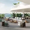 Modern Daimi D033 Outdoor Garden Sofa Set with UV-Resistant PE Rattan Waterproof Cushions Solid Teak Wood Luxury Patio Furniture