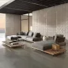 Modern Daimi D033 Outdoor Garden Sofa Set with UV-Resistant PE Rattan Waterproof Cushions Solid Teak Wood Luxury Patio Furniture