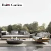 Modern Design Outdoor Garden Courtyard Furniture Weaving Rope Teak Waterproof Durable Hotel Villa Sofa Set