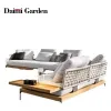 Modern Design Outdoor Garden Courtyard Furniture Weaving Rope Teak Waterproof Durable Hotel Villa Sofa Set