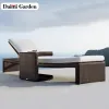 Modern Design Teak Rattan Full Color Printed Sun Lounger Recliner Outdoor Use Living Room Courtyard Balcony Terrace Park-Durable
