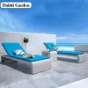 Modern Design Teak Rattan Full Color Printed Sun Lounger Recliner Outdoor Use Living Room Courtyard Balcony Terrace Park-Durable