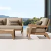 Modern Design Teak Wood Outdoor Dining Furniture Set Soft Cushion Sofa Waterproof Eco-Friendly Apartment Villas Hotels Pools