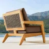 Modern Design Teak Wood Outdoor Dining Furniture Set Soft Cushion Sofa Waterproof Eco-Friendly Apartment Villas Hotels Pools