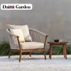 Modern Durable Comfortable Outdoor Teak Wood Sofa Set Rope Woven Design Waterproof Cushion Eco-Friendly Farmhouse Villa Park