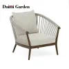 Modern Durable Comfortable Outdoor Teak Wood Sofa Set Rope Woven Design Waterproof Cushion Eco-Friendly Farmhouse Villa Park