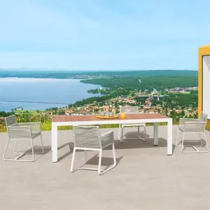 Modern Durable Comfortable Outdoor Terrace Cafe Dining Waterproof Rock Movement Chair Table Aluminum Furniture