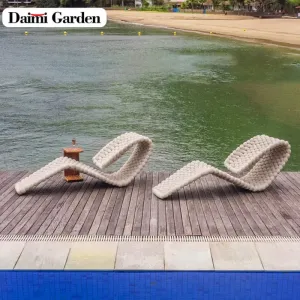 Modern Durable Eco-Friendly Portable Outdoor Rattan Furniture Rainproof Sunproof UV Resistant Sun Lounger Beach Living Room