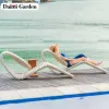 Modern Durable Eco-Friendly Portable Outdoor Rattan Furniture Rainproof Sunproof UV Resistant Sun Lounger Beach Living Room