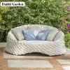 Modern Durable Eco-Friendly Portable Outdoor Rattan Furniture Rainproof Sunproof UV Resistant Sun Lounger Beach Living Room