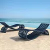 Modern Durable Hotel Lounger Aluminum Frame Rattan Outdoor Sunbed Villa Terrace Park Pool Garden Lounge Chair Furniture