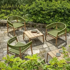 Modern Durable Teak Frame Wood Outdoor Table and Chairs for Restaurant Hotel Terrace Garden Use Waterproof Customized Service