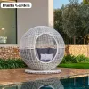 Modern Eco-Friendly Rattan Chair Pool Chair Outdoor Sunbed Daybed Garden Sun Lounger for Living Room Park Use