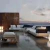 Modern Eco-Friendly Teak Wood Outdoor Sofa Set with Table and Chair for Apartment Patio Park Villa Courtyard Hotels