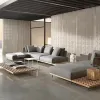 Modern Eco-Friendly Teak Wood Outdoor Sofa Set with Table and Chair for Apartment Patio Park Villa Courtyard Hotels