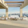 Modern Elegant Teak Garden Sofa Patio Hotel Villa Outdoor Furniture Comfortable Leisure Single Garden Sofa