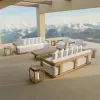 Modern Elegant Teak Garden Sofa Patio Hotel Villa Outdoor Furniture Comfortable Leisure Single Garden Sofa