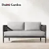Modern Garden Rope Rattan Sofa Set for Hotel Villa Outdoor Use with Waterproof Cushions-Durable Eco-Friendly Furniture