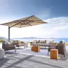 Modern Hotel Furniture Patio Teak Wood Leisure Rattan Sofa Set Outdoor Wicker Aluminium Courtyard Apartment