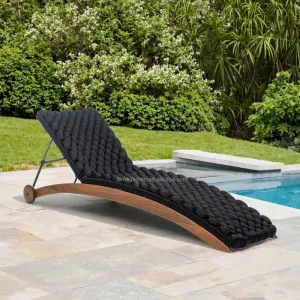 Modern Hotel Sun Loungers Solid Teak Wood Full Color Printed Eco-Friendly Durable Outdoor Furniture Set Park Living Room Use