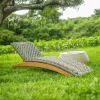 Modern Hotel Sun Loungers Solid Teak Wood Full Color Printed Eco-Friendly Durable Outdoor Furniture Set Park Living Room Use