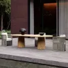 Modern Hotel Villa Outdoor Dining Table and Chairs Set with Rope Frame Waterproof and Durable