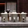 Modern Hotel Villa Outdoor Dining Table and Chairs Set with Rope Frame Waterproof and Durable