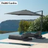 Modern Large Aluminum Outdoor Sunshade Umbrella UV-Proof Waterproof Foldable Stylish Design Courtyard Furniture Granite Base