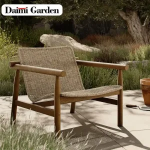 Modern Leisure Outdoor Dining Set Teak Anti-Corrosion Rattan Wood Furniture Open-Air Balcony Garden Chair Sofa Table Hotel Villa