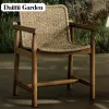 Modern Leisure Outdoor Dining Set Teak Anti-Corrosion Rattan Wood Furniture Open-Air Balcony Garden Chair Sofa Table Hotel Villa